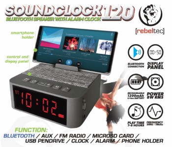Głośnik bluetooth SoundClock 120 budzik 8W FM USB